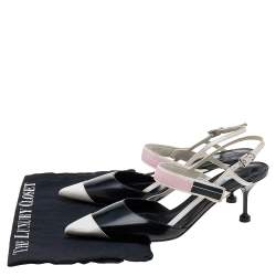 Pre Owned Prada Multicolor Leather And Rubber Pointed Toe Slingback Sandals Size 38.5