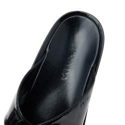 Pre Owned Prada Black Patent Leather Criss Cross Platform Slide Sandals Size 38
