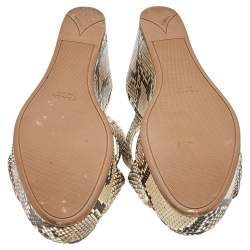 Pre Owned Prada Beige Python Wedge Platform Slide Sandals Size 39