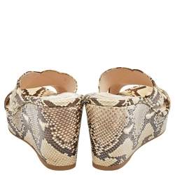 Pre Owned Prada Beige Python Wedge Platform Slide Sandals Size 39