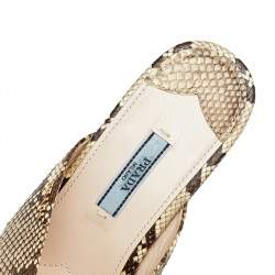Pre Owned Prada Beige Python Wedge Platform Slide Sandals Size 39