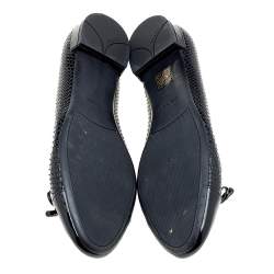 Pre Owned Prada Black Patent And Leather Cap Toe Bow Ballet Flats Size 40.5