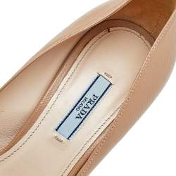 Pre Owned Prada Beige Leather Round Toe Pumps Size 39.5