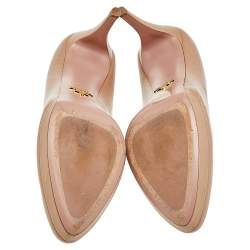 Pre Owned Prada Beige Leather Round Toe Pumps Size 39.5