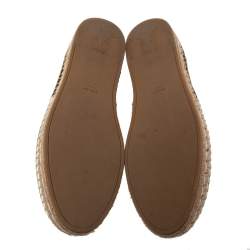 Pre Owned Prada White/Black Leather Flat Espadrilles Size 40