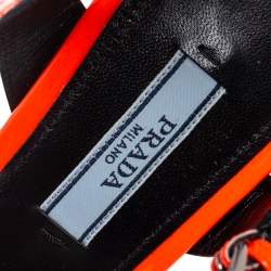 Pre Owned Prada Orange Patent Leather Flame Ankle Strap Sandals Size 38