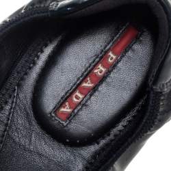 Pre Owned Prada Sport Black Patent Leather Lace-up Scrunch Ballet Flats Size 38