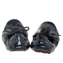 Pre Owned Prada Sport Black Patent Leather Lace-up Scrunch Ballet Flats Size 38