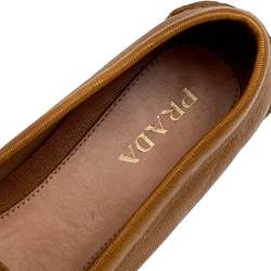 Pre Owned Prada Mustard Yellow Saffiano Leather Slip On Loafers Size 39