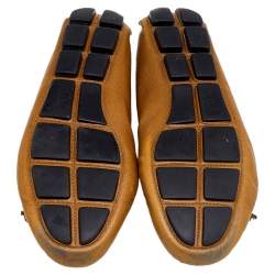 Pre Owned Prada Mustard Yellow Saffiano Leather Slip On Loafers Size 39