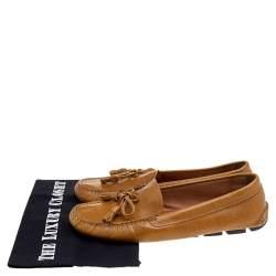 Pre Owned Prada Mustard Yellow Saffiano Leather Slip On Loafers Size 39