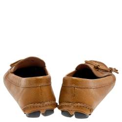 Pre Owned Prada Mustard Yellow Saffiano Leather Slip On Loafers Size 39