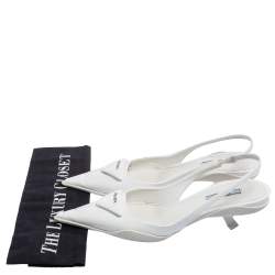 Pre Owned Prada White Patent Leather Slingback Sandals Size 38