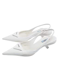 Pre Owned Prada White Patent Leather Slingback Sandals Size 38