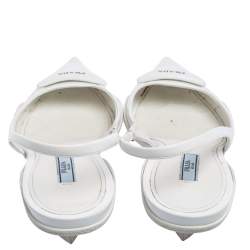Pre Owned Prada White Patent Leather Slingback Sandals Size 38