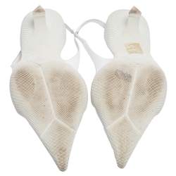 Pre Owned Prada White Patent Leather Slingback Sandals Size 38