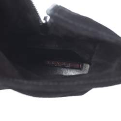 Pre Owned Prada Black Suede Zip Mild Calf Boots Size 39.5