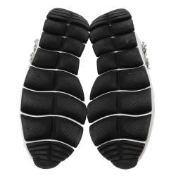 Pre Owned Prada White Fabric Crystals Embellished Slip-On Sneakers Size 37