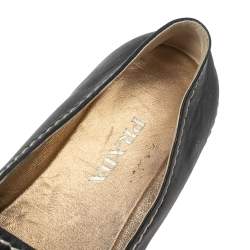 Pre Owned Prada Black Leather Platform Flat Espadrilles Size 41