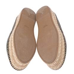 Pre Owned Prada Black Leather Platform Flat Espadrilles Size 41