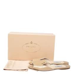 Pre Owned Prada Beige Saffiano Vernice Leather Flat Slides Size 39