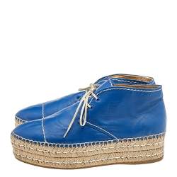 Pre Owned Prada Blue Leather Espadrille Sneakers Size 40