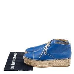 Pre Owned Prada Blue Leather Espadrille Sneakers Size 40