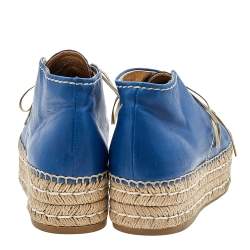 Pre Owned Prada Blue Leather Espadrille Sneakers Size 40