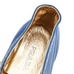 Pre Owned Prada Blue Leather Espadrille Sneakers Size 40