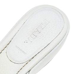 Pre Owned Prada White Leather Platform Thong Sandals Size 41