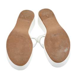 Pre Owned Prada White Leather Platform Thong Sandals Size 41