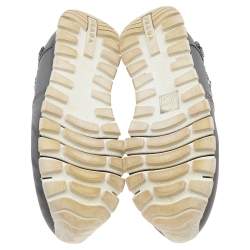 Pre Owned Prada Grey Canvas Crystal Embellished Slip On Sneakers Size 39