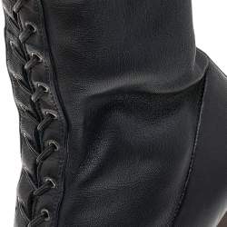 Pre Owned Prada Black Leather Calf Length Boots Size 40