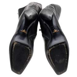 Pre Owned Prada Black Leather Calf Length Boots Size 40
