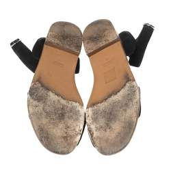 Prada Black Suede Ankle Wrap T Strap Flat Sandals Size 40
