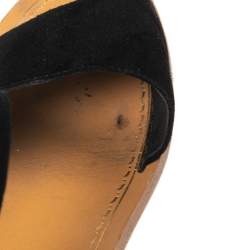 Prada Black Suede Ankle Wrap T Strap Flat Sandals Size 40