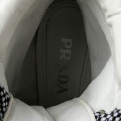 Pre Owned Prada White Leather Lace Up Combat Ankle Boots Size 38