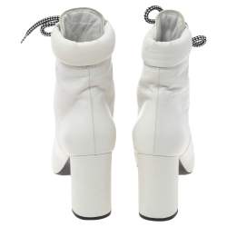 Pre Owned Prada White Leather Lace Up Combat Ankle Boots Size 38