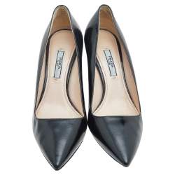Pre Owned Prada Black Patent Leather Pointed Toe Pumps Size 38