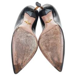 Pre Owned Prada Black Patent Leather Pointed Toe Pumps Size 38
