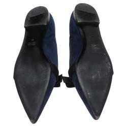 Pre Owned Prada Blue Suede Bow Pointed Toe Loafers Size 40