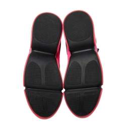 Pre Owned Prada Neon Pink/Black Mesh and Rubber Trim Cloudbust High-Top Sneakers Size 38