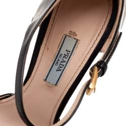 Pre Owned Prada Black Leather D'orsay Ankle-Strap Pumps Size 36.5