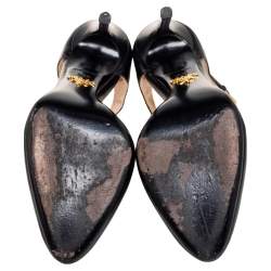 Pre Owned Prada Black Leather D'orsay Ankle-Strap Pumps Size 36.5