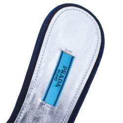 Pre Owned Prada Navy Blue Velvet Open Toe Slide Sandals Size 41