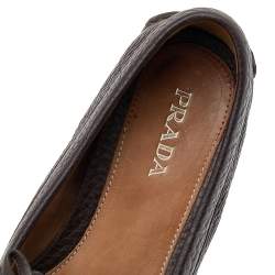 Pre Owned Prada Brown Leather Slip on Loafers Size 39