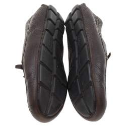 Pre Owned Prada Brown Leather Slip on Loafers Size 39