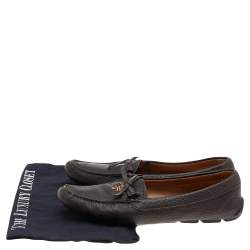 Pre Owned Prada Brown Leather Slip on Loafers Size 39