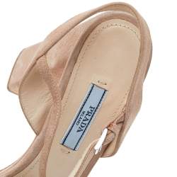 Pre Owned Prada Beige Suede Ankle Strap Platform Sandals Size 38.5