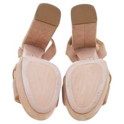 Pre Owned Prada Beige Suede Ankle Strap Platform Sandals Size 38.5